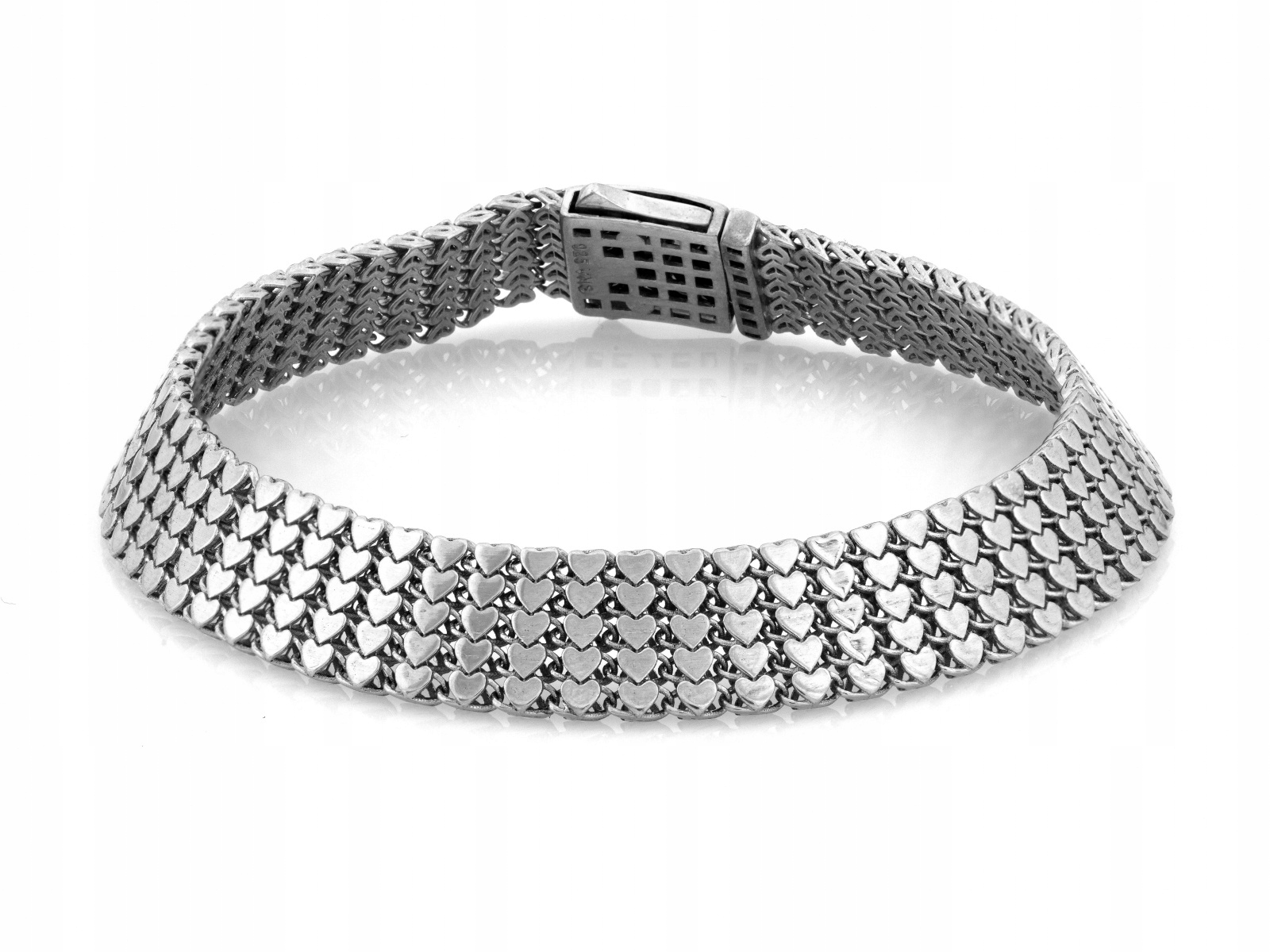 Dámský náramek ze stříbra 925 Srdce, široká elegantní páska, značková r21