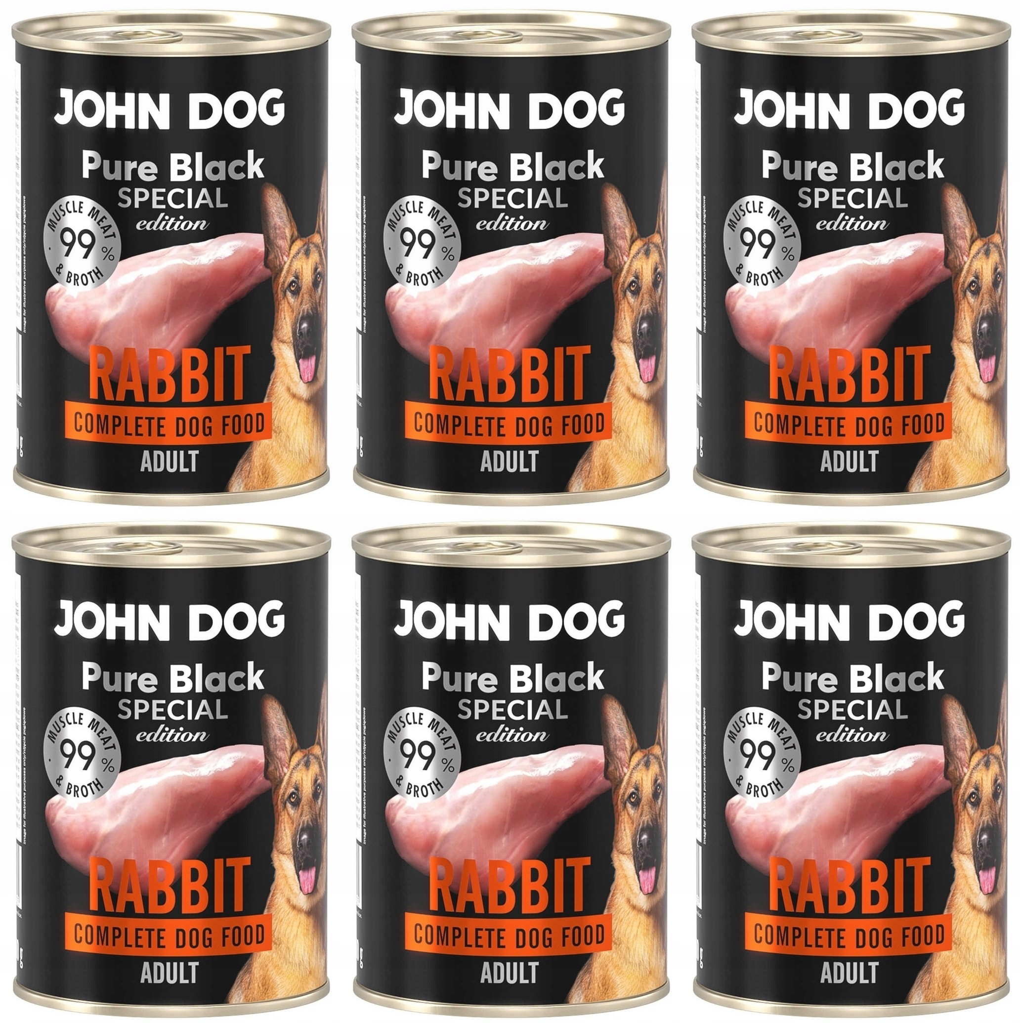 John Dog Pure Black Special Edition Królik 6 puszek 400 g
