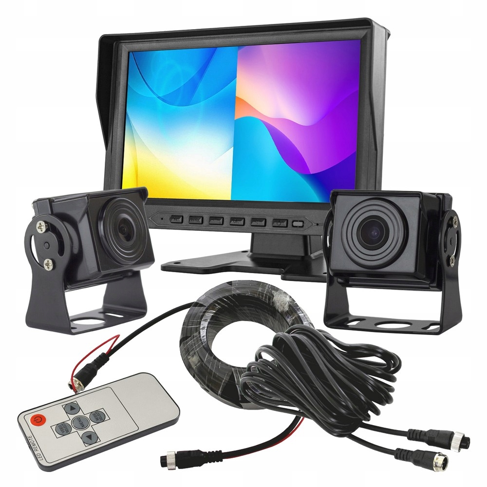 Monitor samochodowy REJESTRATOR 9 cali AHD 2x KAMERA 4PIN 12V 24V