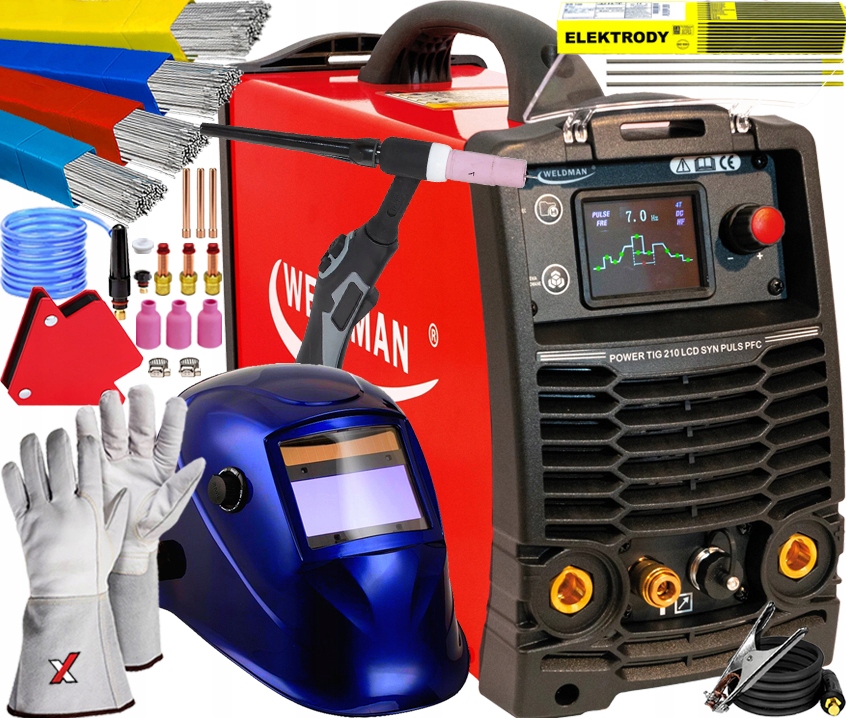 Invertorová Svářečka Tig Hf Pro Hliník Weldman Power Tig 210 Ac/dc LCD