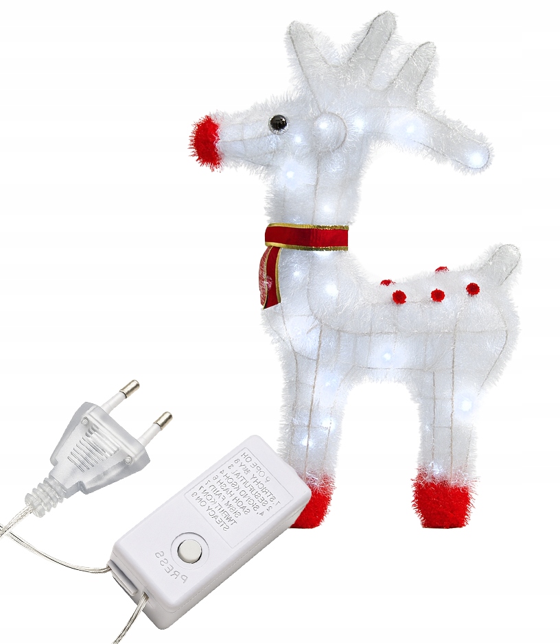 Sob 3D Led Bílá Studená Kovová Ozdoba Vánoční Dekorace