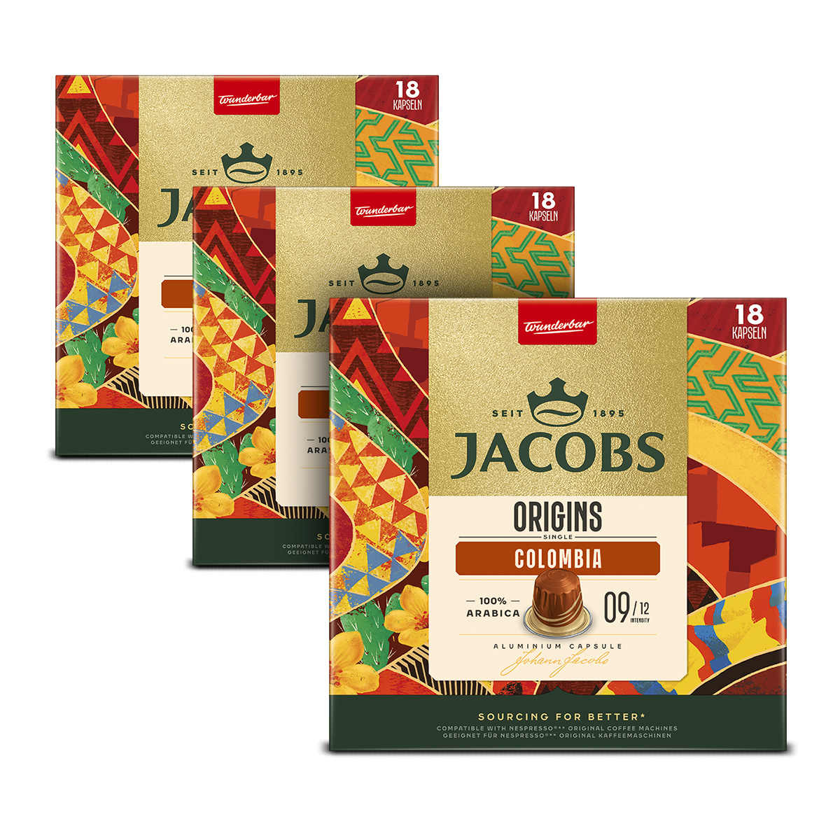Kapsułki Jacobs Origins Colombia do Nespresso(r)* arabica 3x 18 szt zestaw
