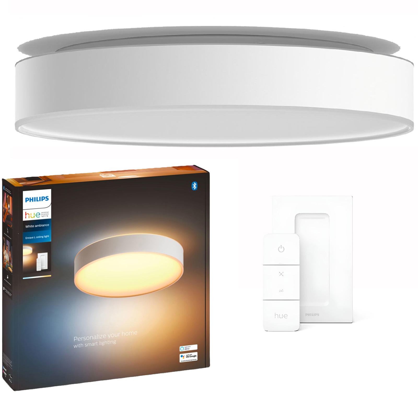 Stropná lampa Stropné Svietidlo na omietku 33,5 W 42,5 cm biela Philips Hue diaľkový ovládač