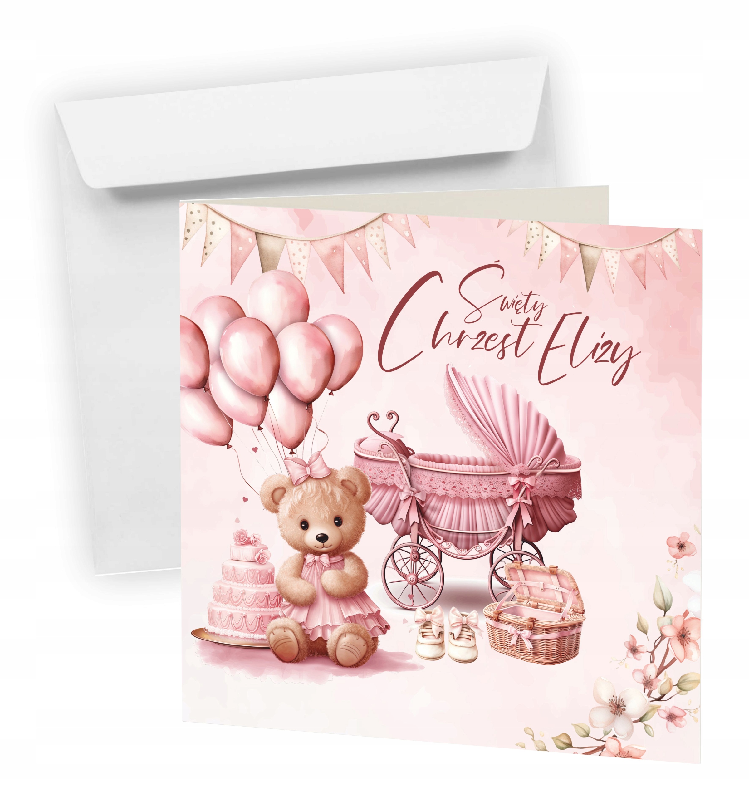 ZAPROSZENIE NA CHRZEST + IMIĘ DZIECKA + KOPERTA + EKSPRES + JAKOŚĆ