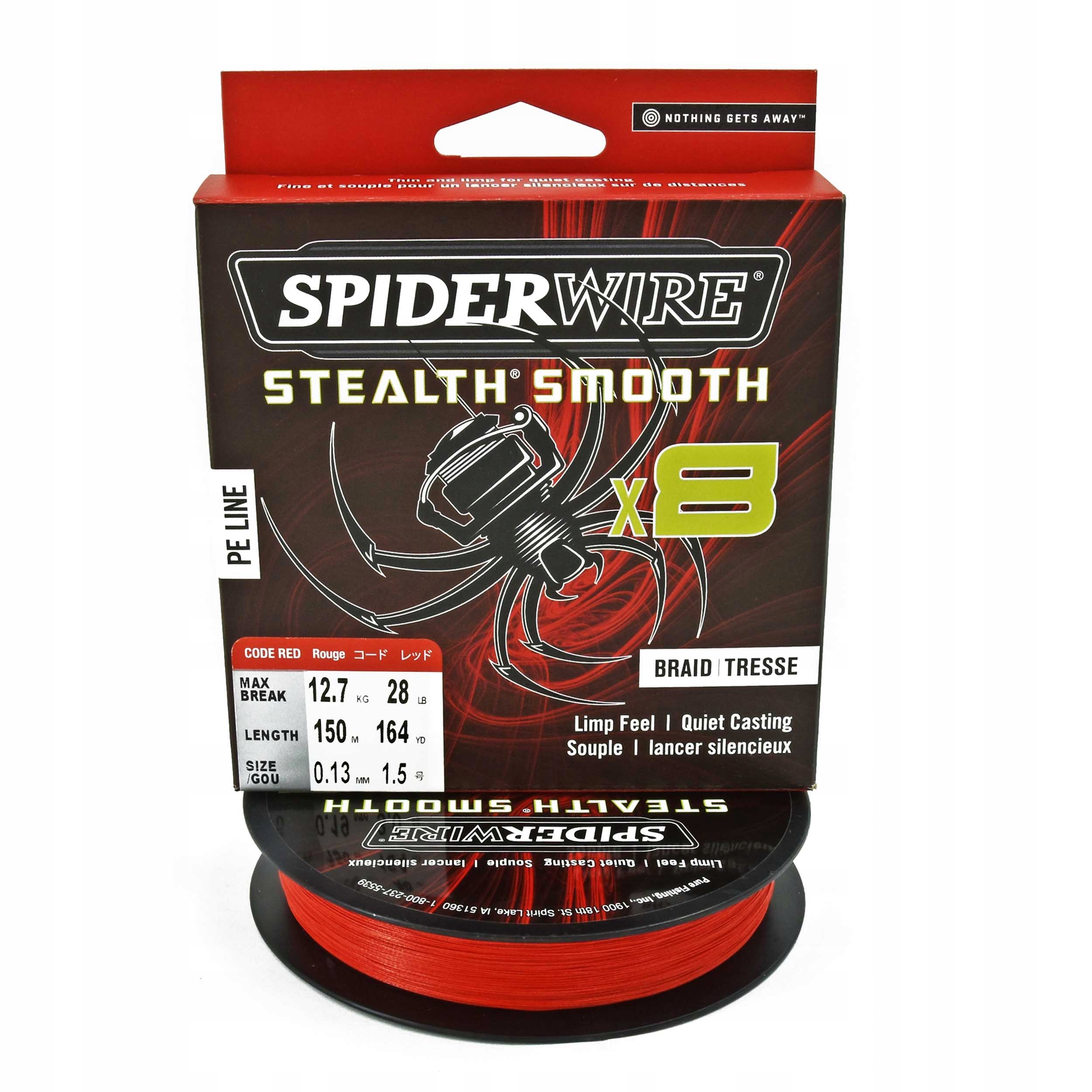 Plecionka spinningowa Spiderwire SS8 red 0.13mm 150m 12,70kg 1szt.