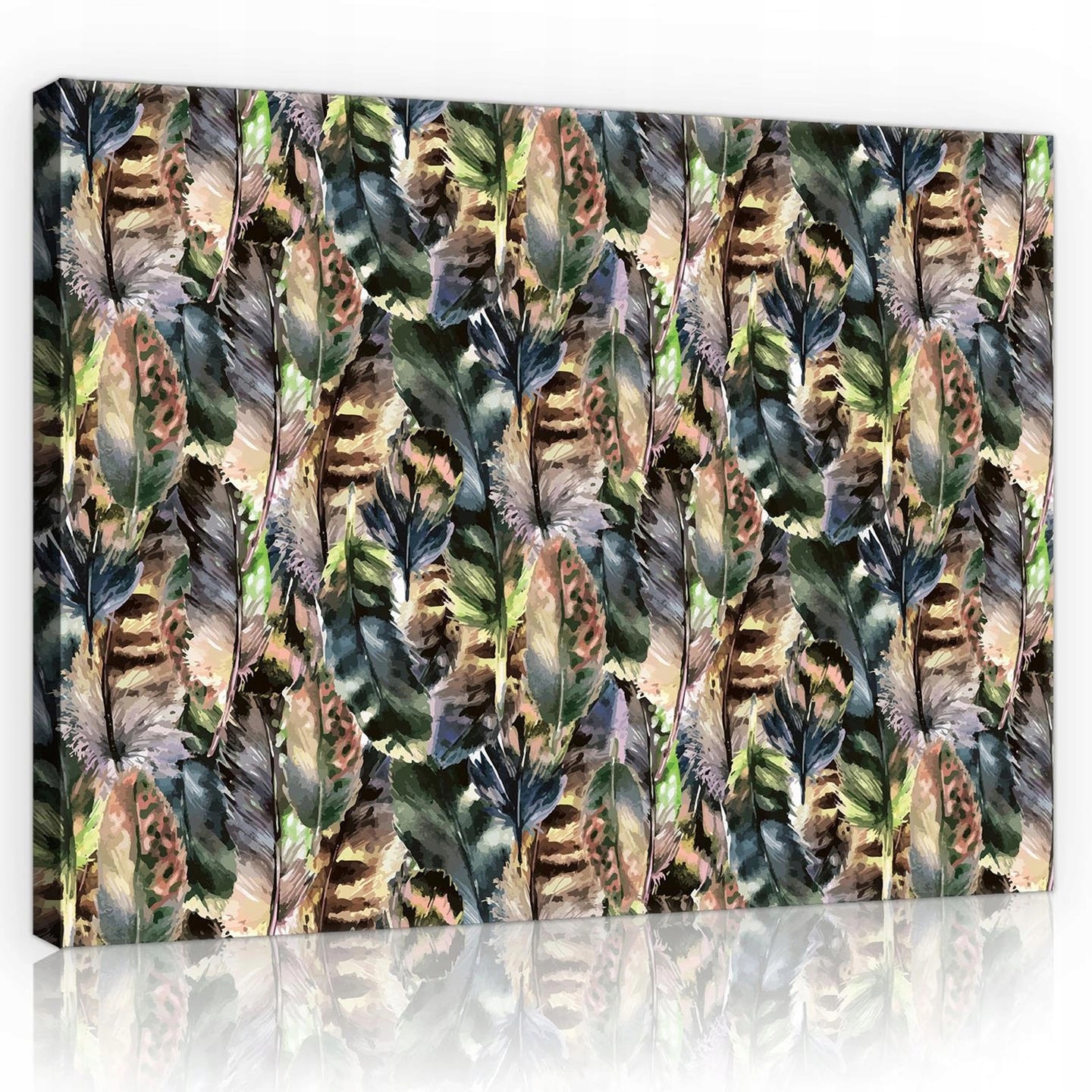 Obraz na plátně Obraz na zeď hnědé zelené peří vzor 100 x 75