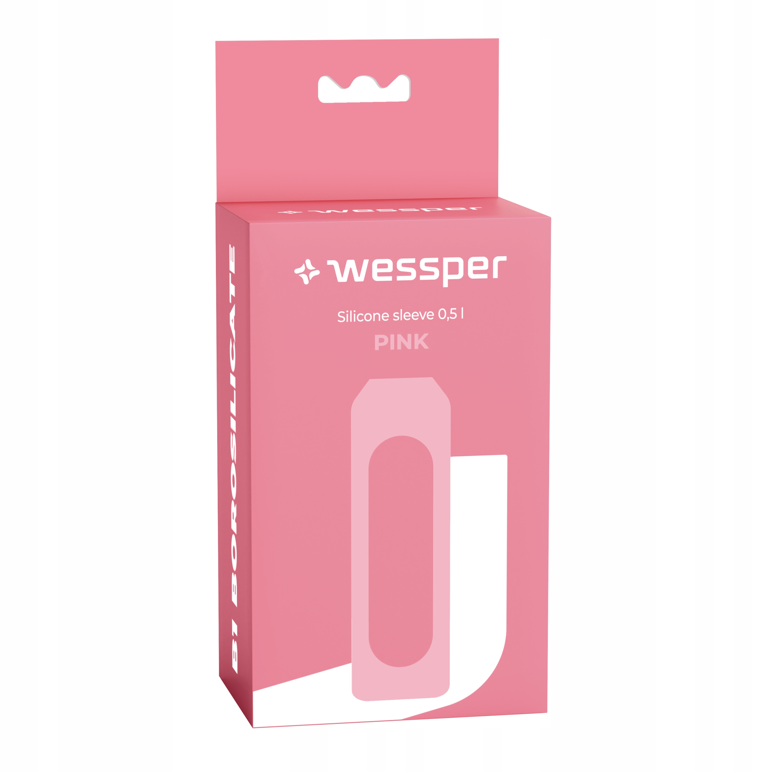 Silikonowe etui do butelki szklanej Wessper B1 Borosilicate 0,5l różowe