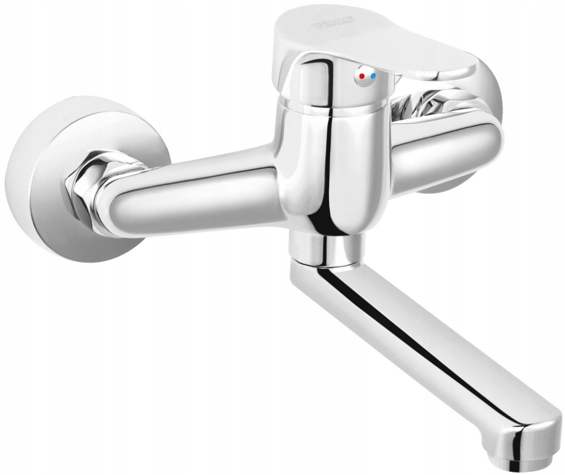 Bateria umywalkowa ścienna Ferro Isso srebrny