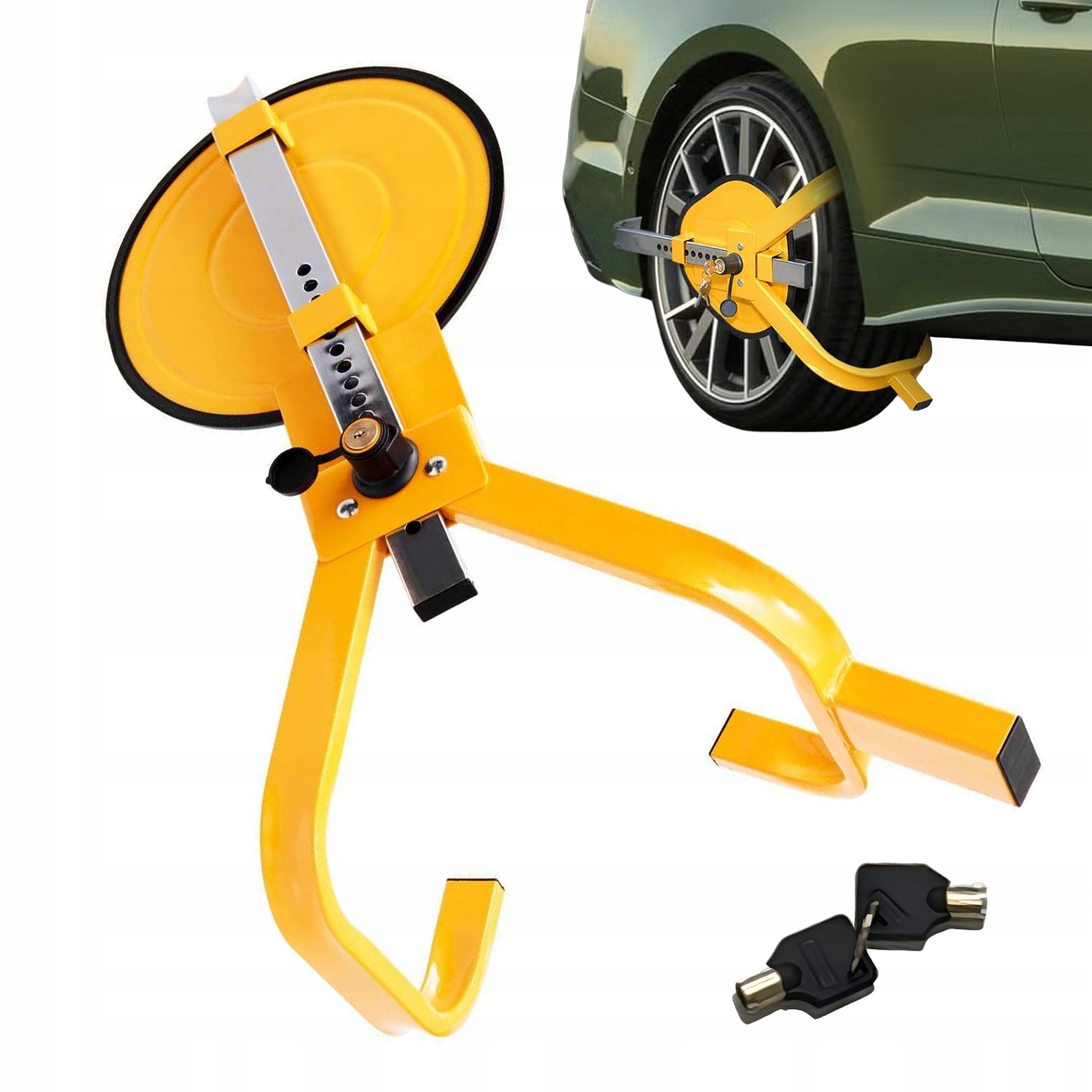 Protikrádežový zámek na kolo auta s klíčkem, nastavitelný z kovu