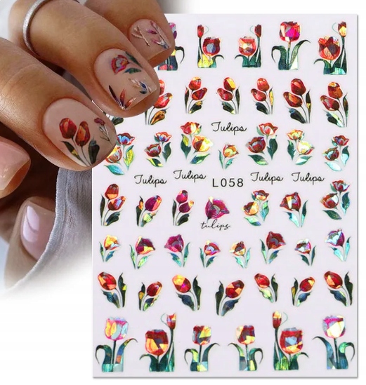 NAKLEJKI NA PAZNOKCIE SAMOPRZYLEPNE TULIPANY L058