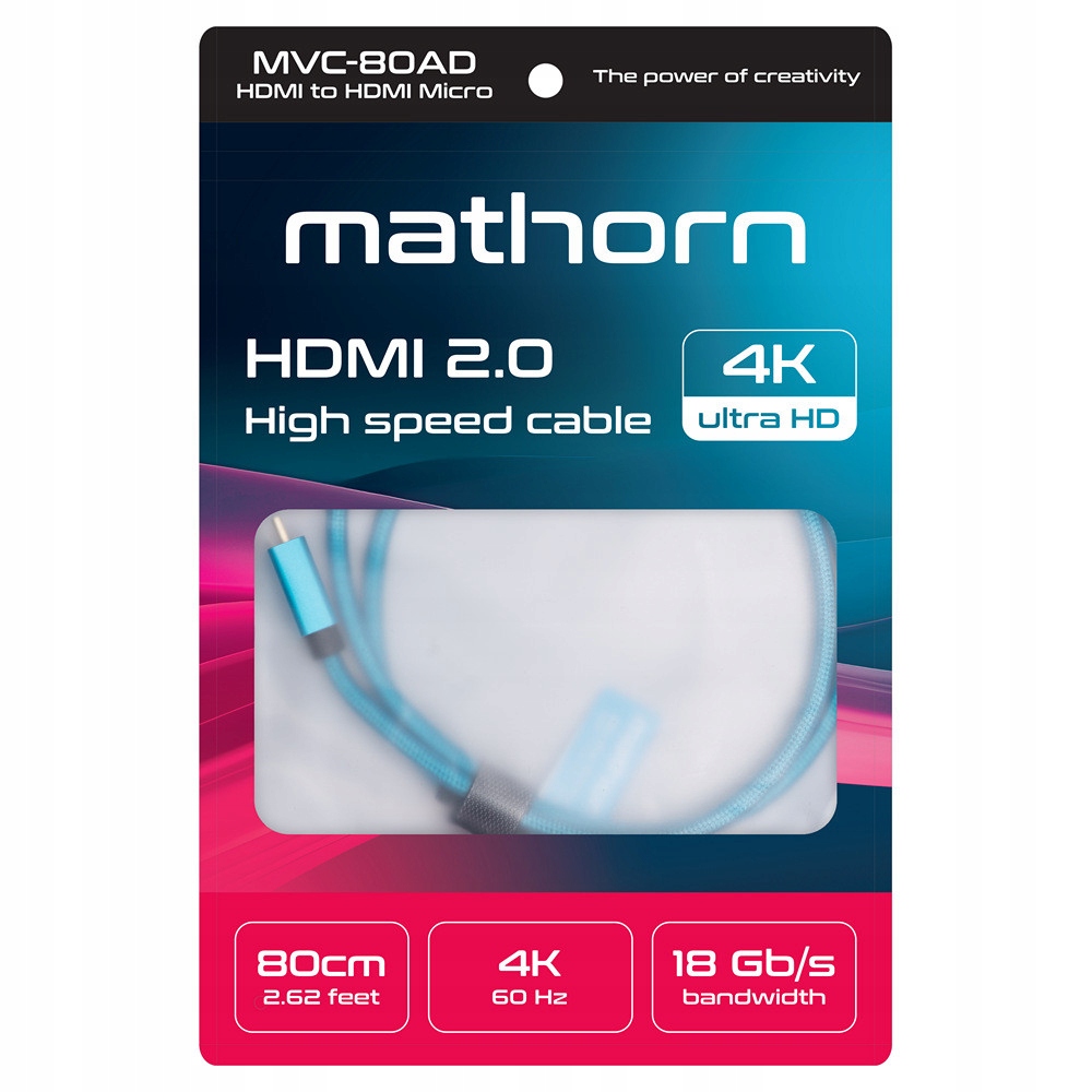 Kabel Mathorn MVC-80AD HDMI - HDMI 2.0 4K 60Hz 18Gbps 80cm Marka Inna