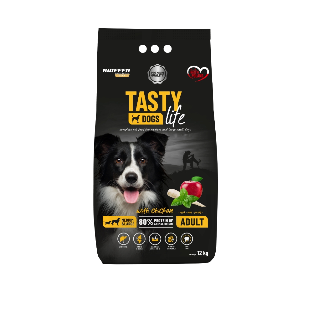Levně Krmivo Tasty Dogs Life s kuřecím masem 12 kg BioFeed pro psa Labradorský ovčák