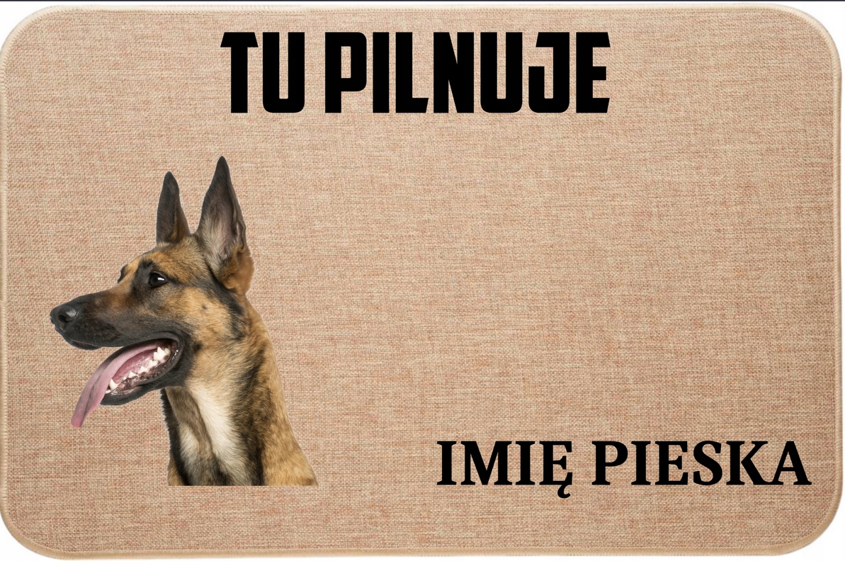 Lněná Vstupní Stěračka Tu Hlídá Jméno Belgický ovčák