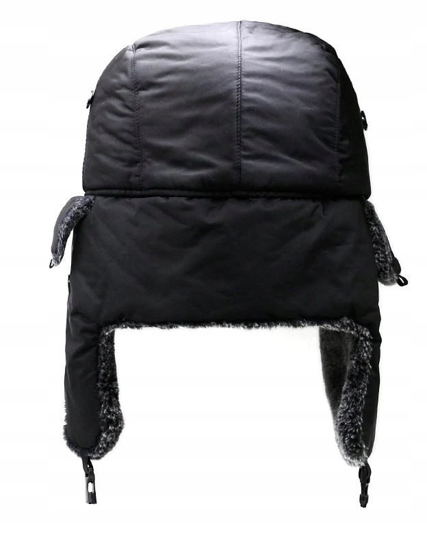 ZIMOWA CZAPKA PILOTKA USZATKA CIEPŁA MĘSKA USZANKA NA MROZY FUTRO CZARNA Rozmiar uniwersalny