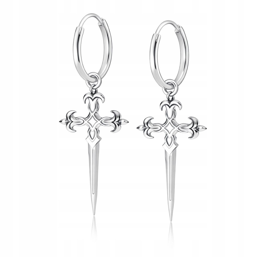 Stříbrné 925 náušnice Kola Kříž sv. Jakuba Symbol statečnosti, síly a víry