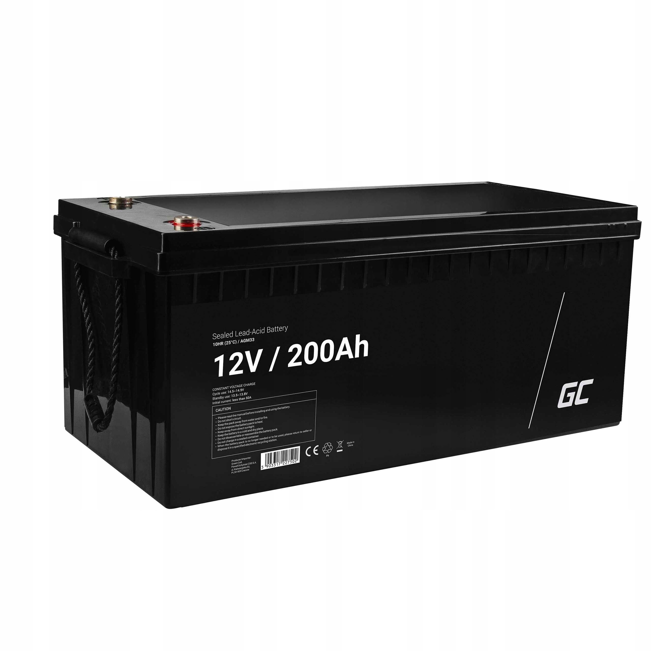 Green Cell Akumulator Bezobsługowy AGM do UPS, pieca CO, Kampera 200Ah 12V