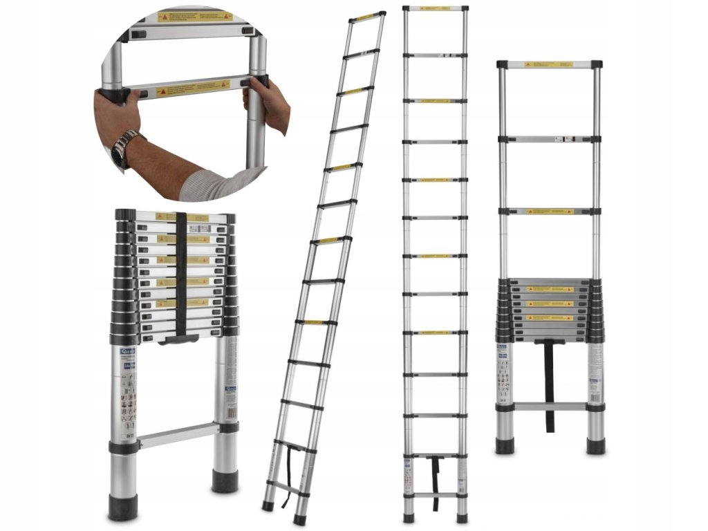 Teleskopický rebrík 3,8 m, 150 kg, hliníkový G02445