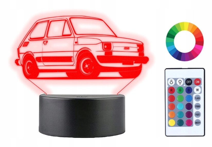 

Lampka Nocna 3D Led Maluch Fiat 126P Grawer Imię