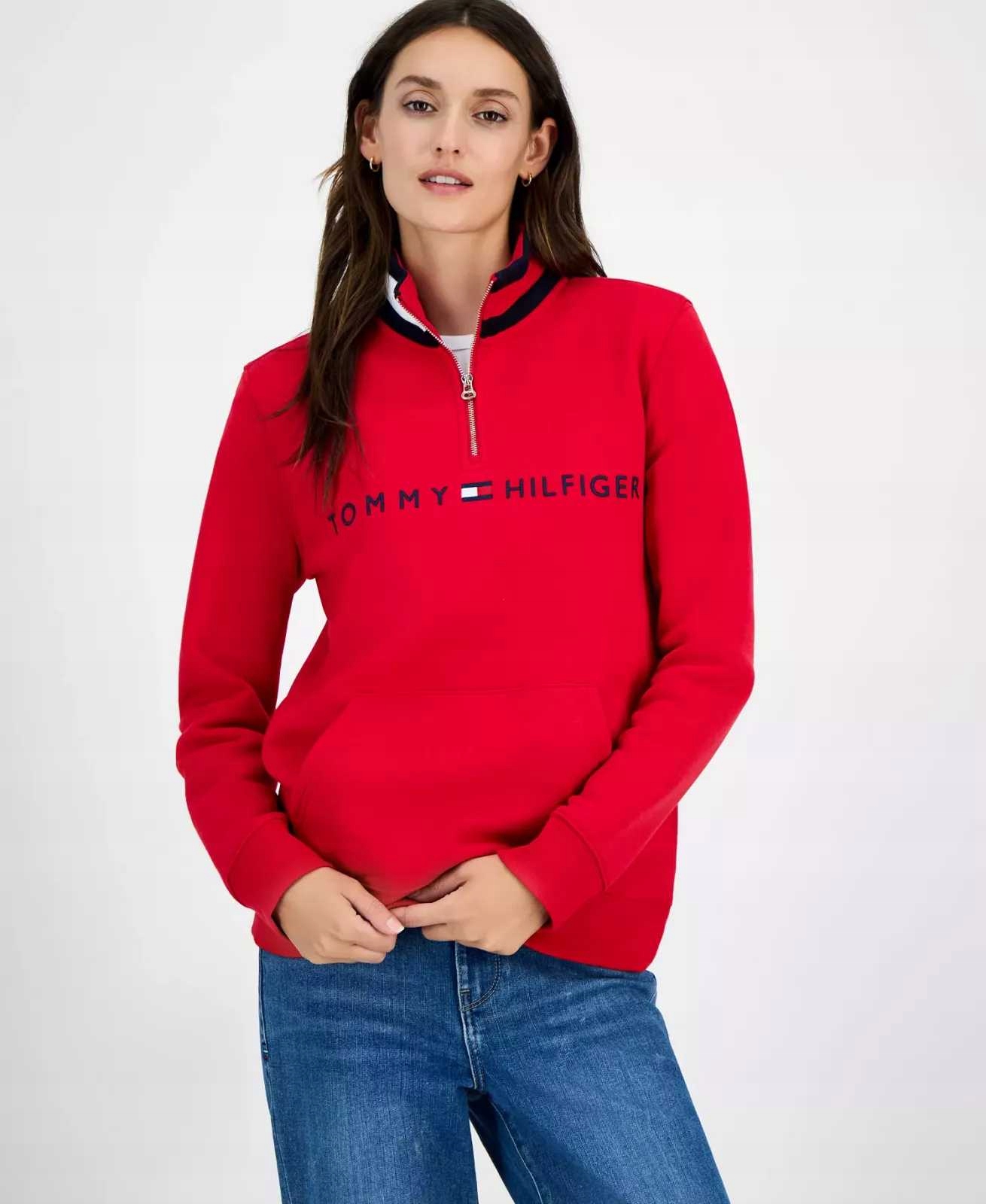Tommy Hilfiger dámská mikina se zipem Embroided Logo červená L