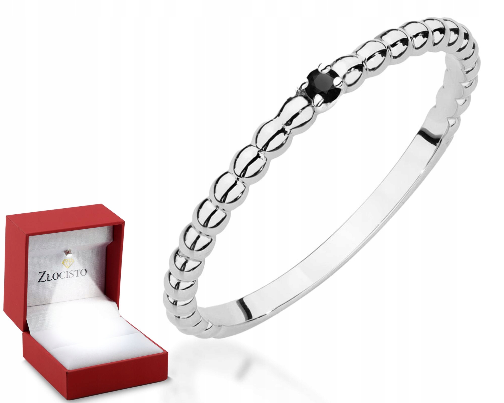 Bílé Zlato Prstýnek Černý Briliant 585 Gravírování Bonus Dárek