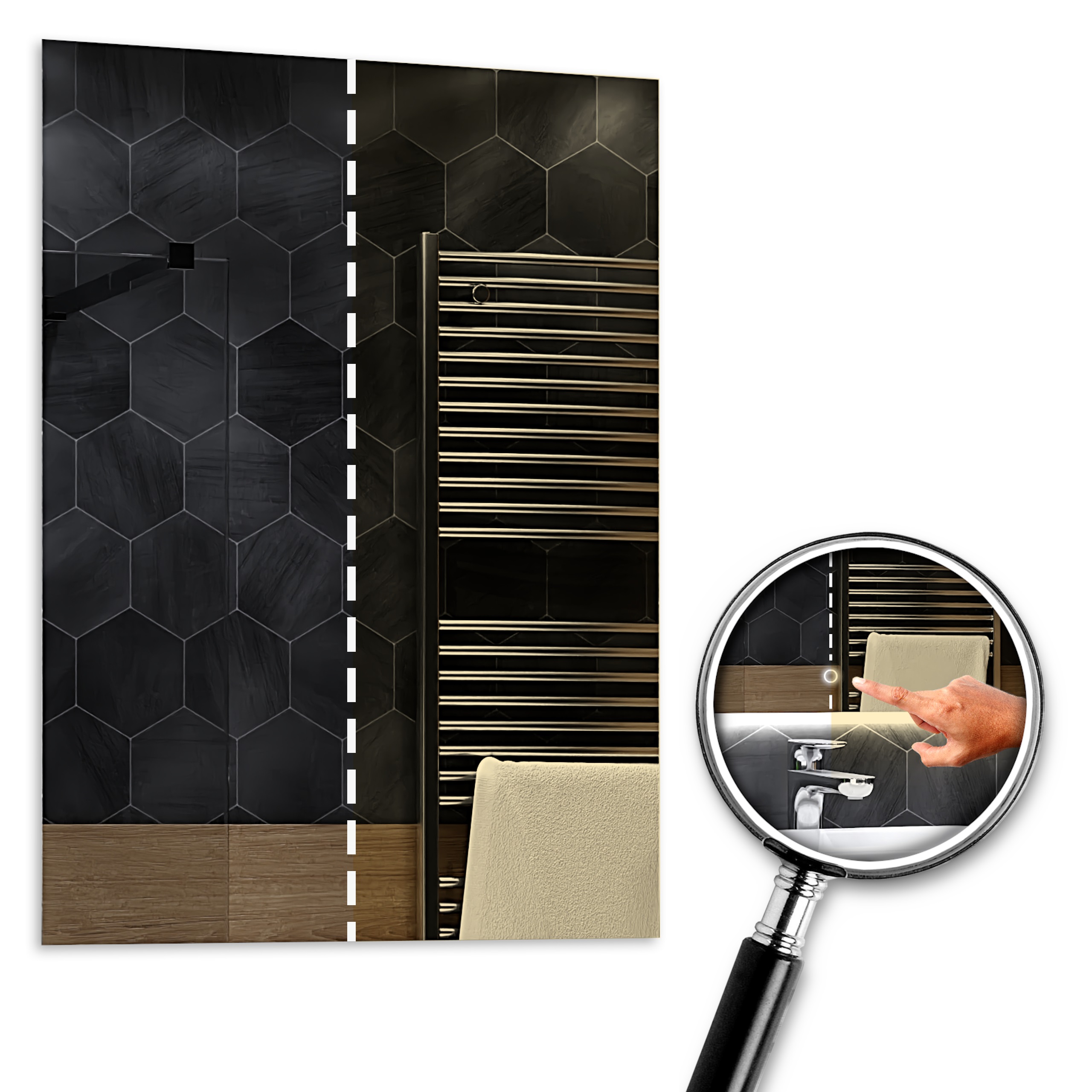 Podsvietené zrkadlo Dubai Dual Led 70 x 80 cm s dotykovým spínačom