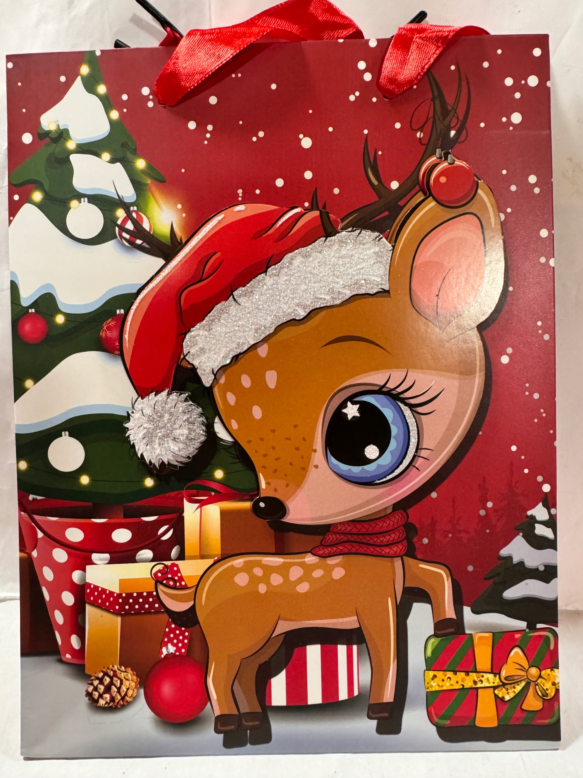 torebka prezentowa ok 17,5x23,5x8 Mikołajki Boże Nar 3D brokat sztywna