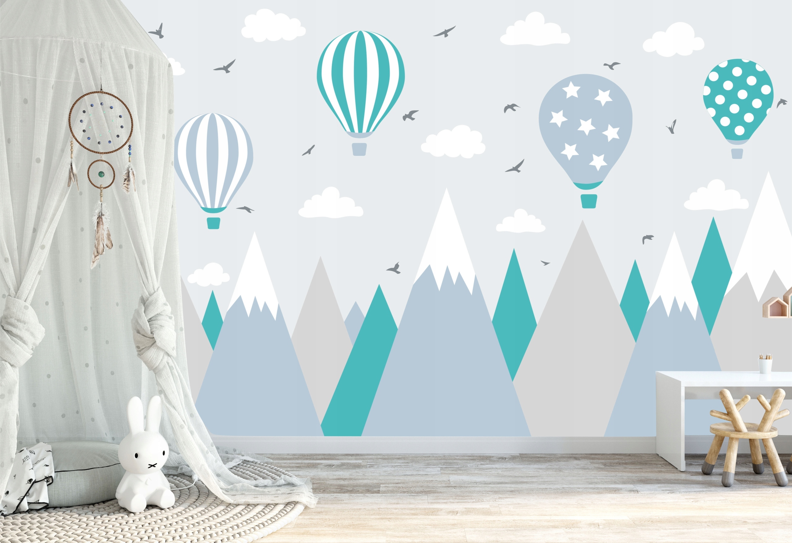 Fototapeta Tapeta dla dzieci Góry Chmury Balony Marka inna