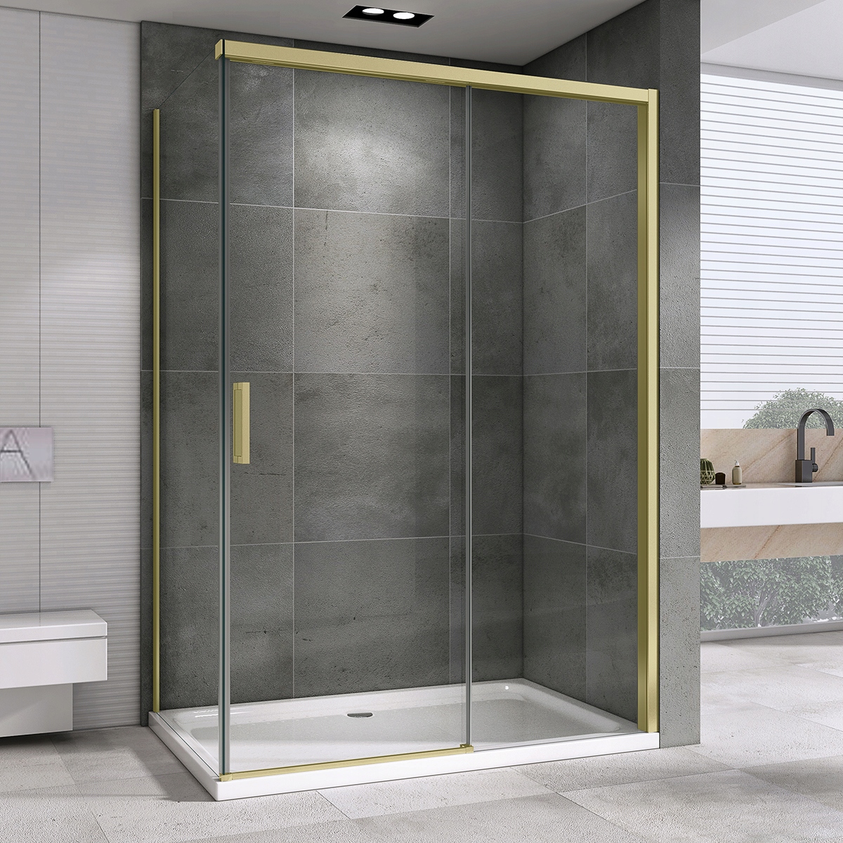 Sprchový kout posuvná 130x100 DS1500G zlatá Leyden