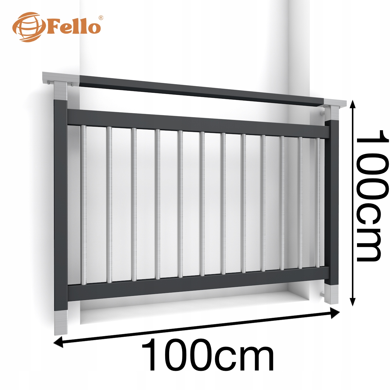 Modern Francúzsky balkón 100 cm Balustrada Ral