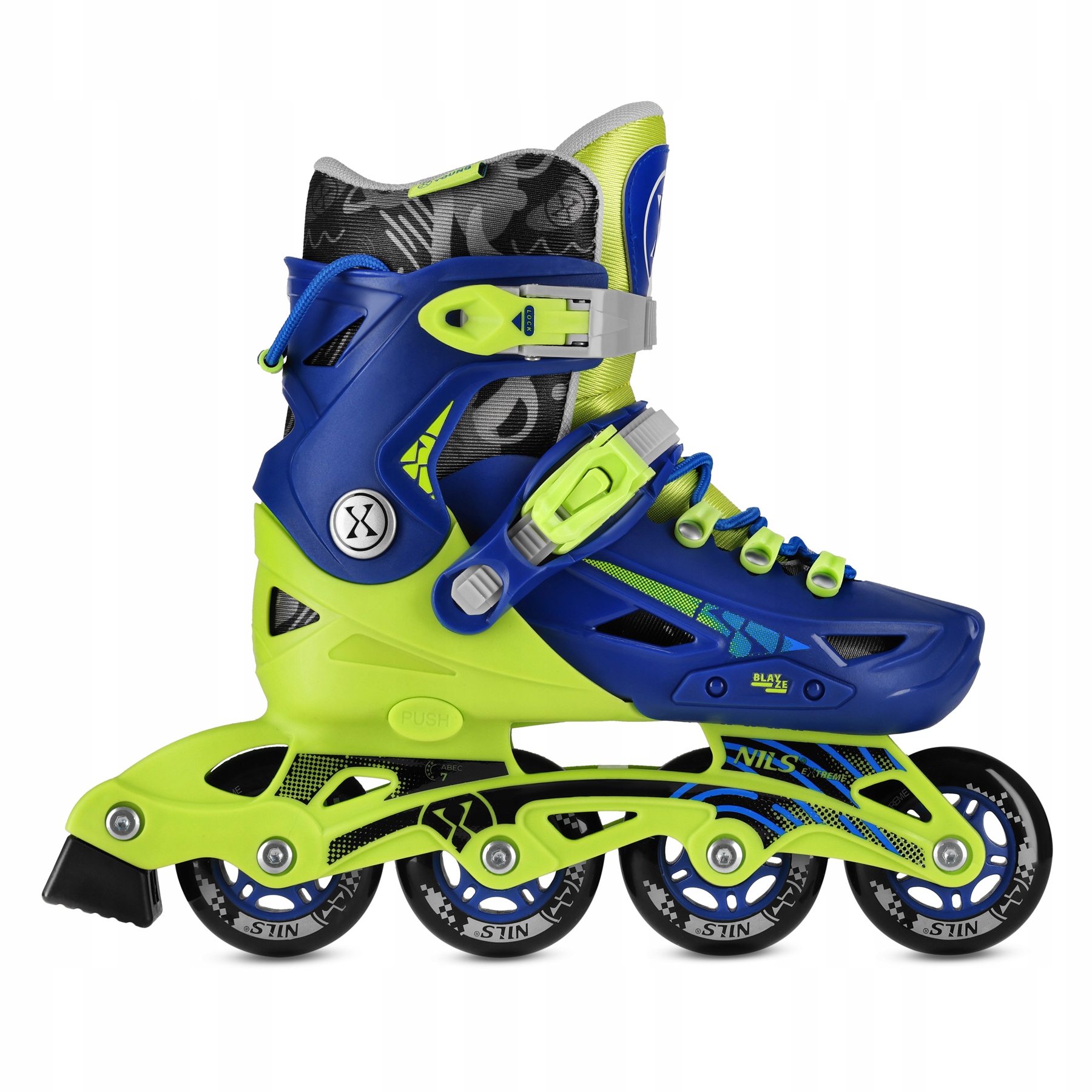 Kolečkové Brusle modré, nastavitelné, kaučukové ABEC-7 39-42 Nils Extreme
