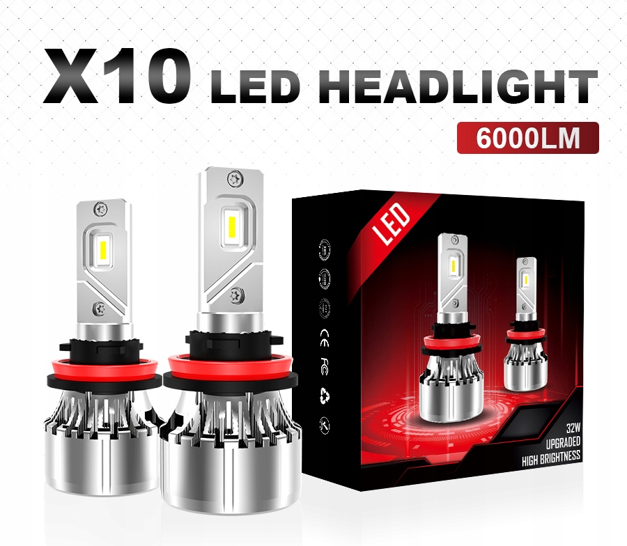 Zestaw zarowek LED H7 12 000 LM 32 Wat X10 Type H7 PX26d