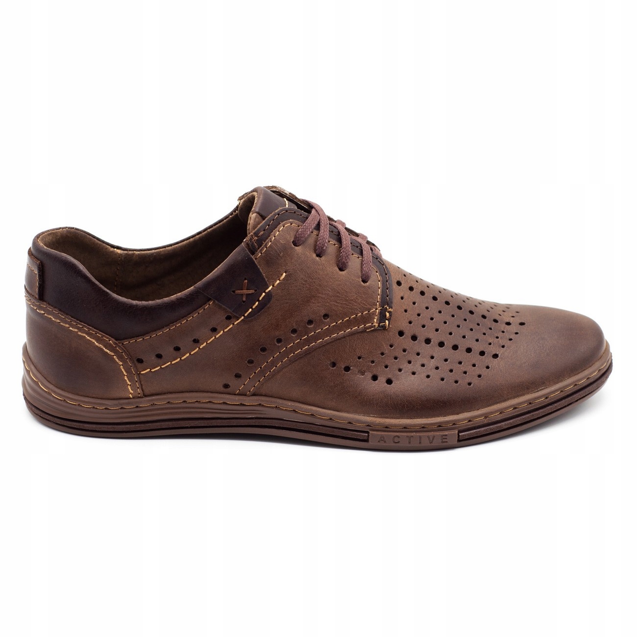 

Buty Męskie Skórzane Ażurowe Na Lato 402 Brąz 42