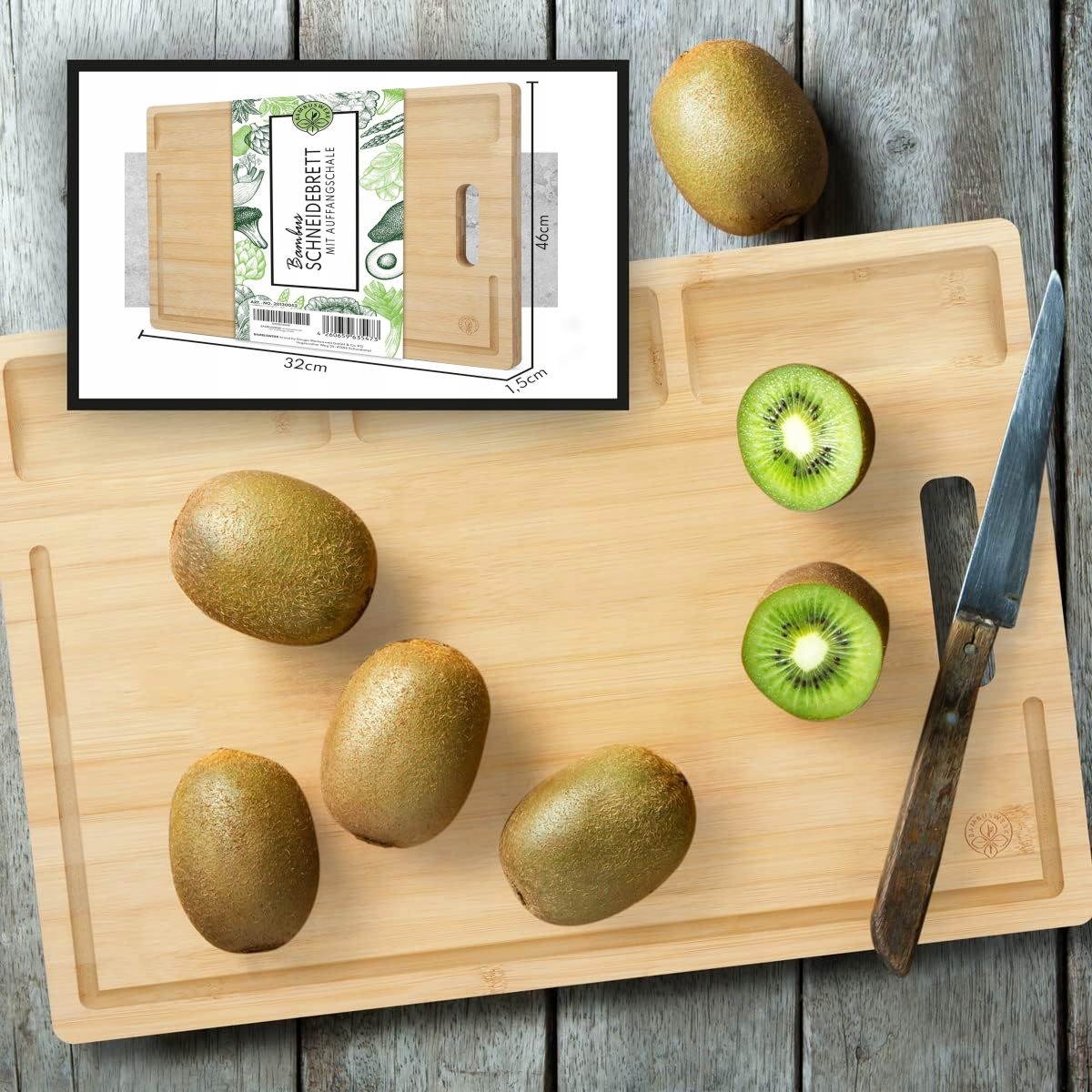 DUŻA XL DREWNIANA BAMBUSOWA DESKA DO KROJENIA I SERWOWANIA 46x32cm Marka inna