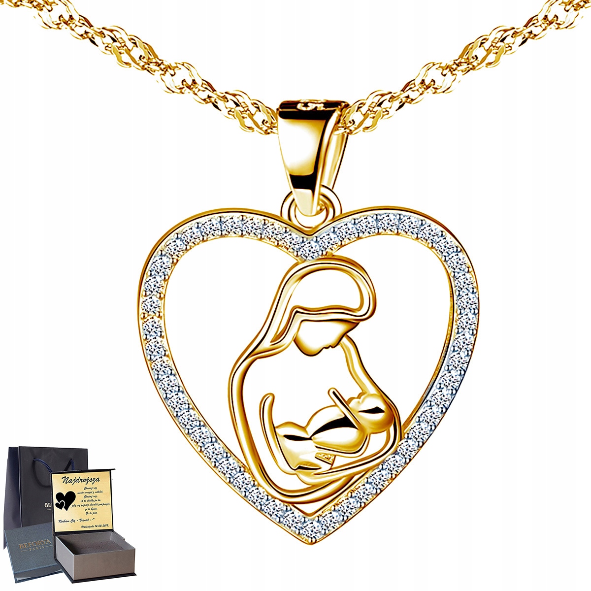 

Złoty Naszyjnik Serce Srebro 925 Prezent Grawer