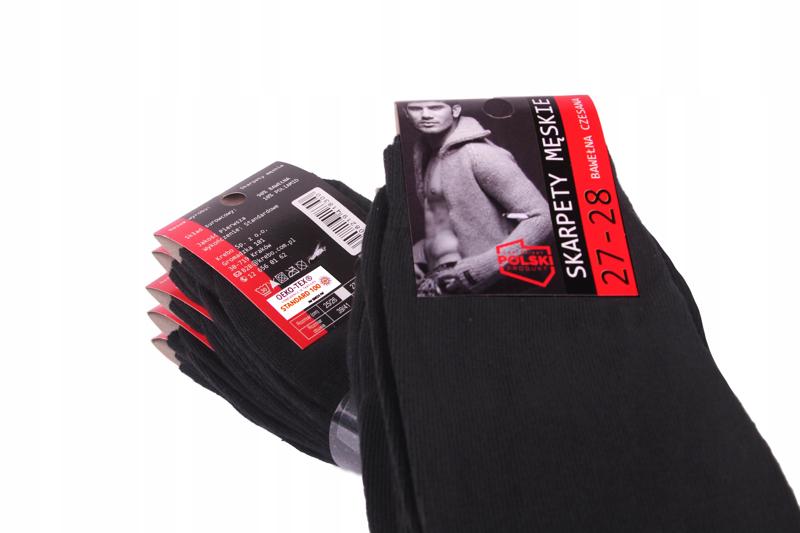 

10x Skarpety Czarne Bawełniane Męskie Trwałe 45-47