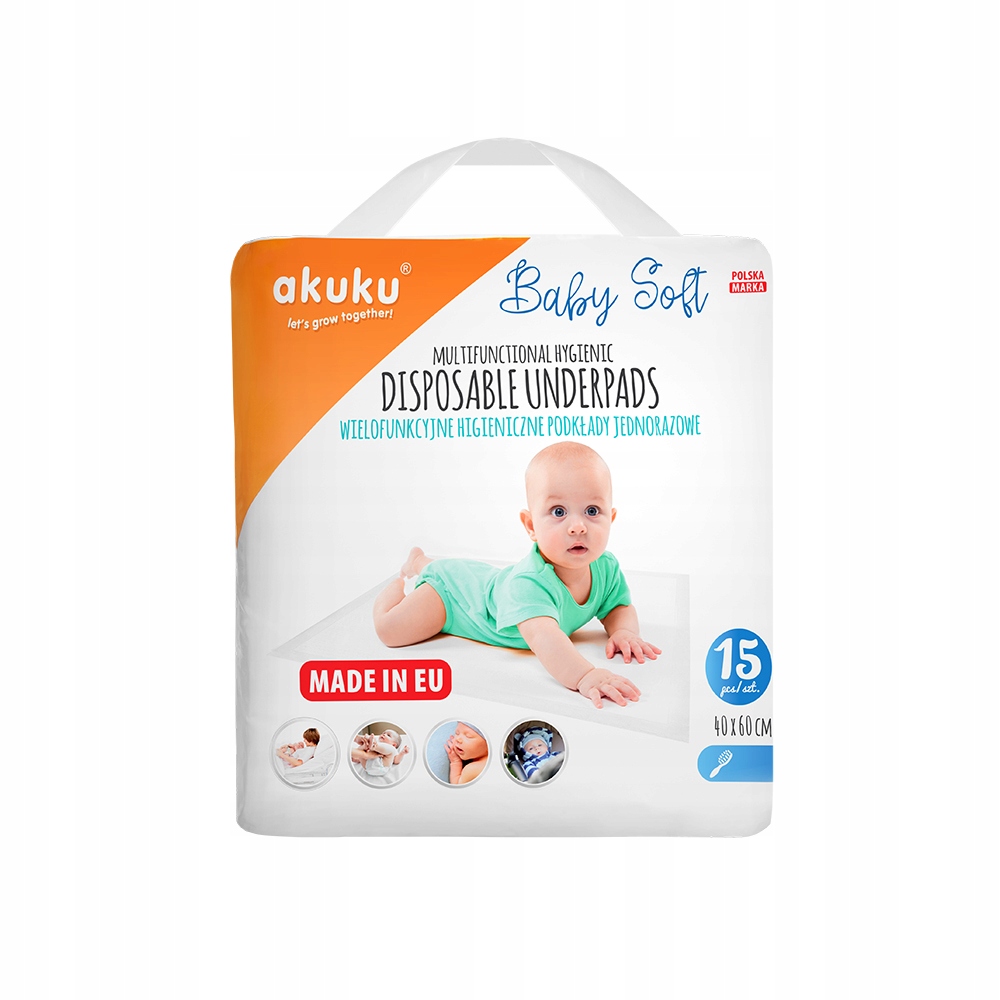 AKUKU PODKŁADY JEDNORAZOWE 60x40 BABY SOFT 15szt. Długość (cm) 60