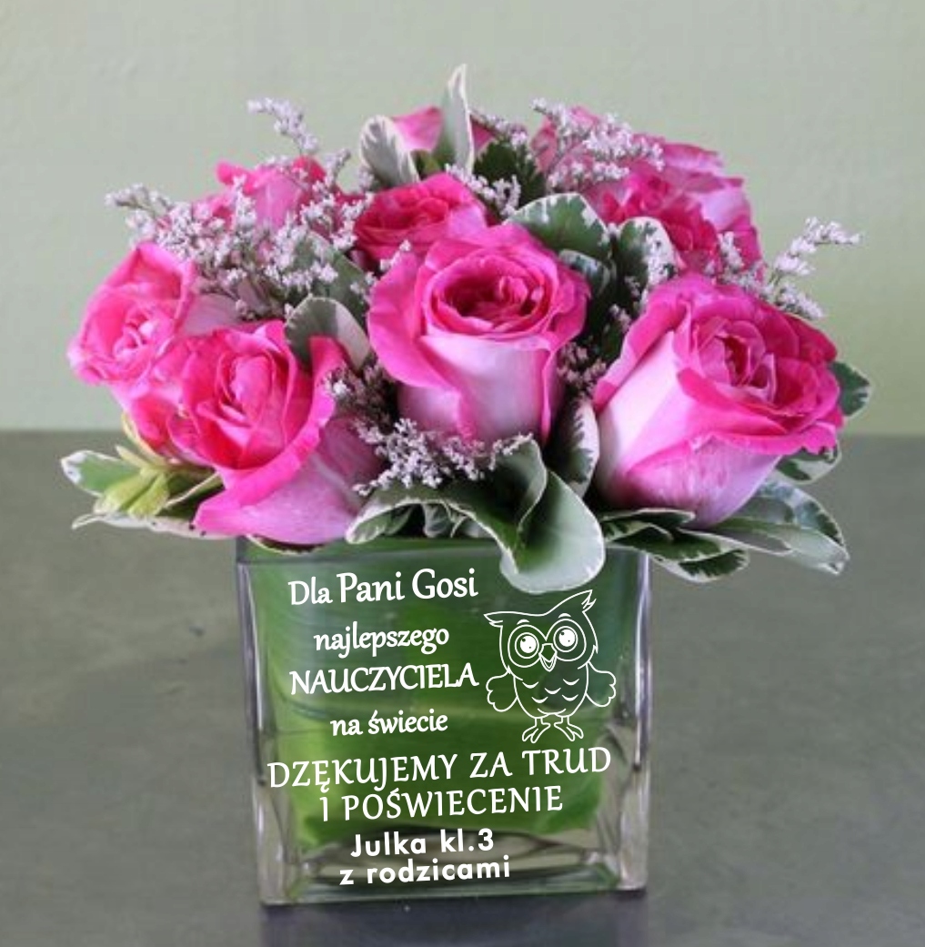 Prezent dla nauczyciela - Wazonik z grawerem