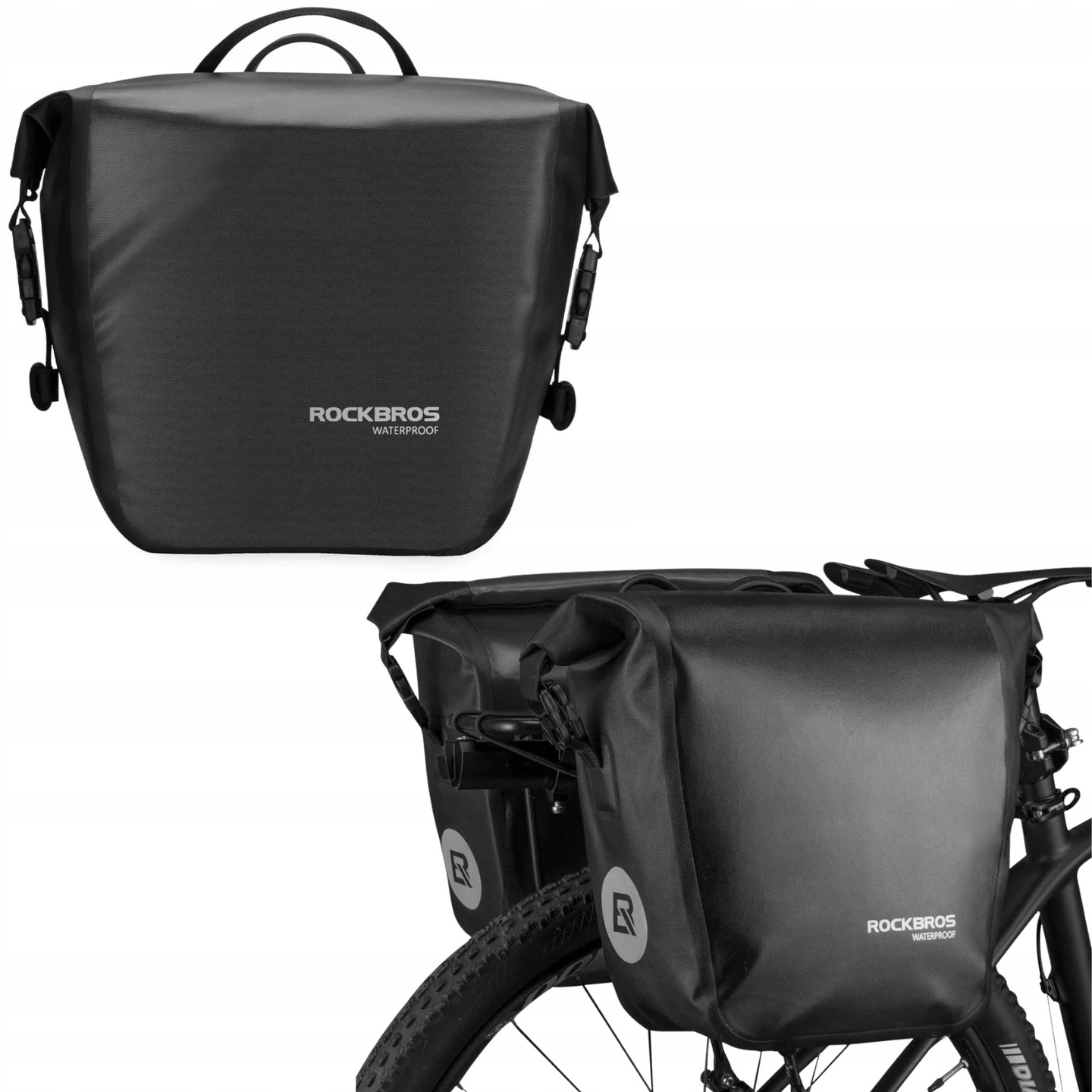 Torba Sakwa Rowerowa Duża Na Bagażnik Wodoodporna Tył 14L Pojemna Rockbros