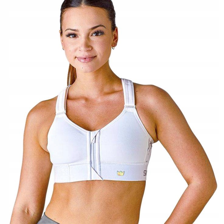 Sportovní Podprsenka Shefit Bílá Se Stříbrnou Nastavitelnou XL Fitness Posilovnou