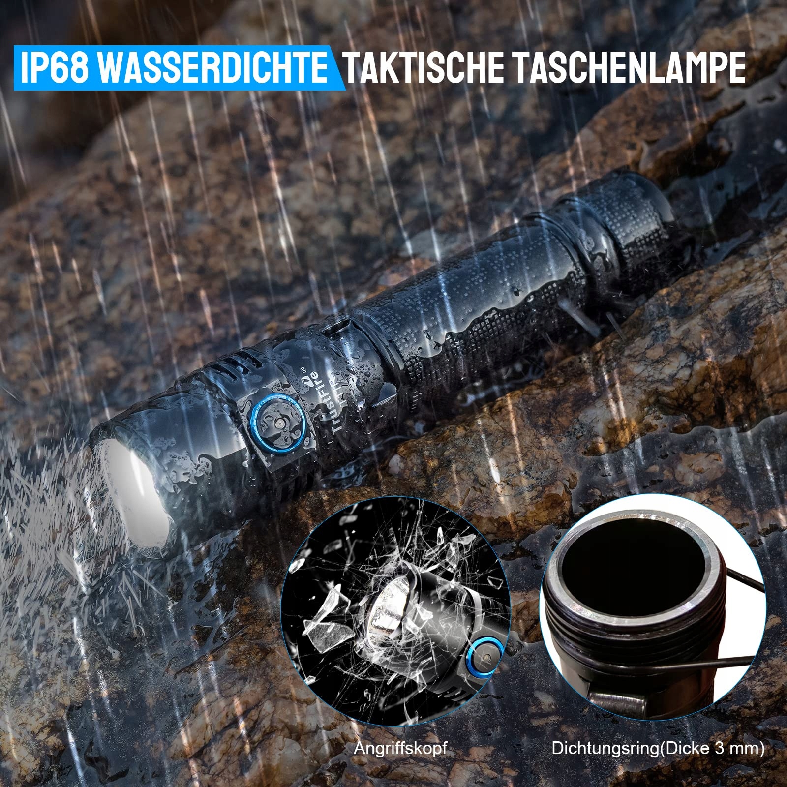 TRUSTFIRE T11R LED Latarka 1800 Lumen USB Ladowanie 5 Trybów IP68 — miniatura 5