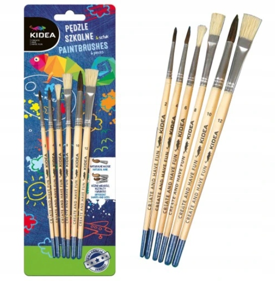 

Pędzle szkolne 6szt pędzelki do farb kleju zestaw