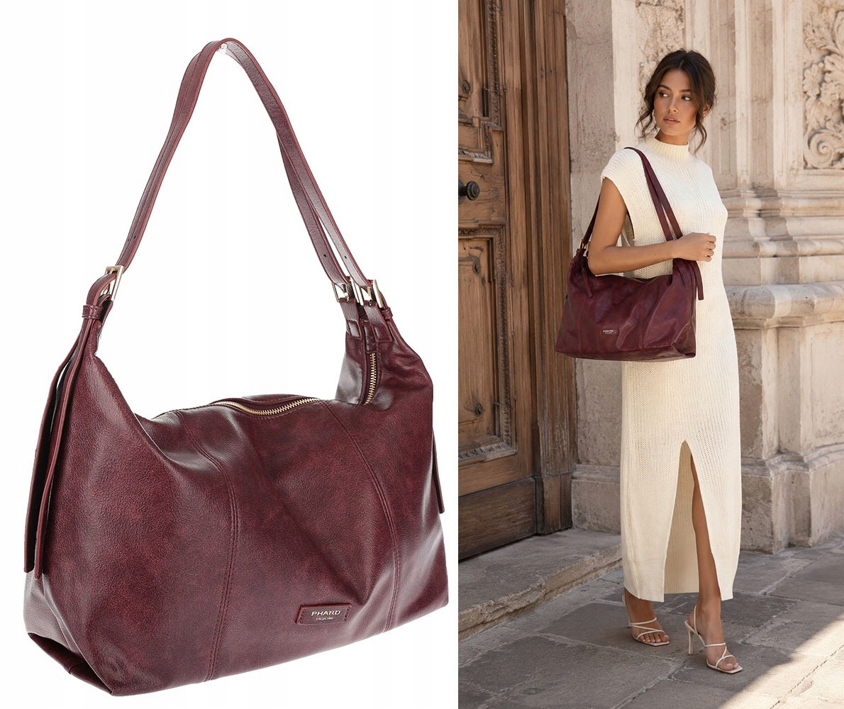 Dámská shopper kabelka A4 elegantní módní taška do práce PJ272 Bordó