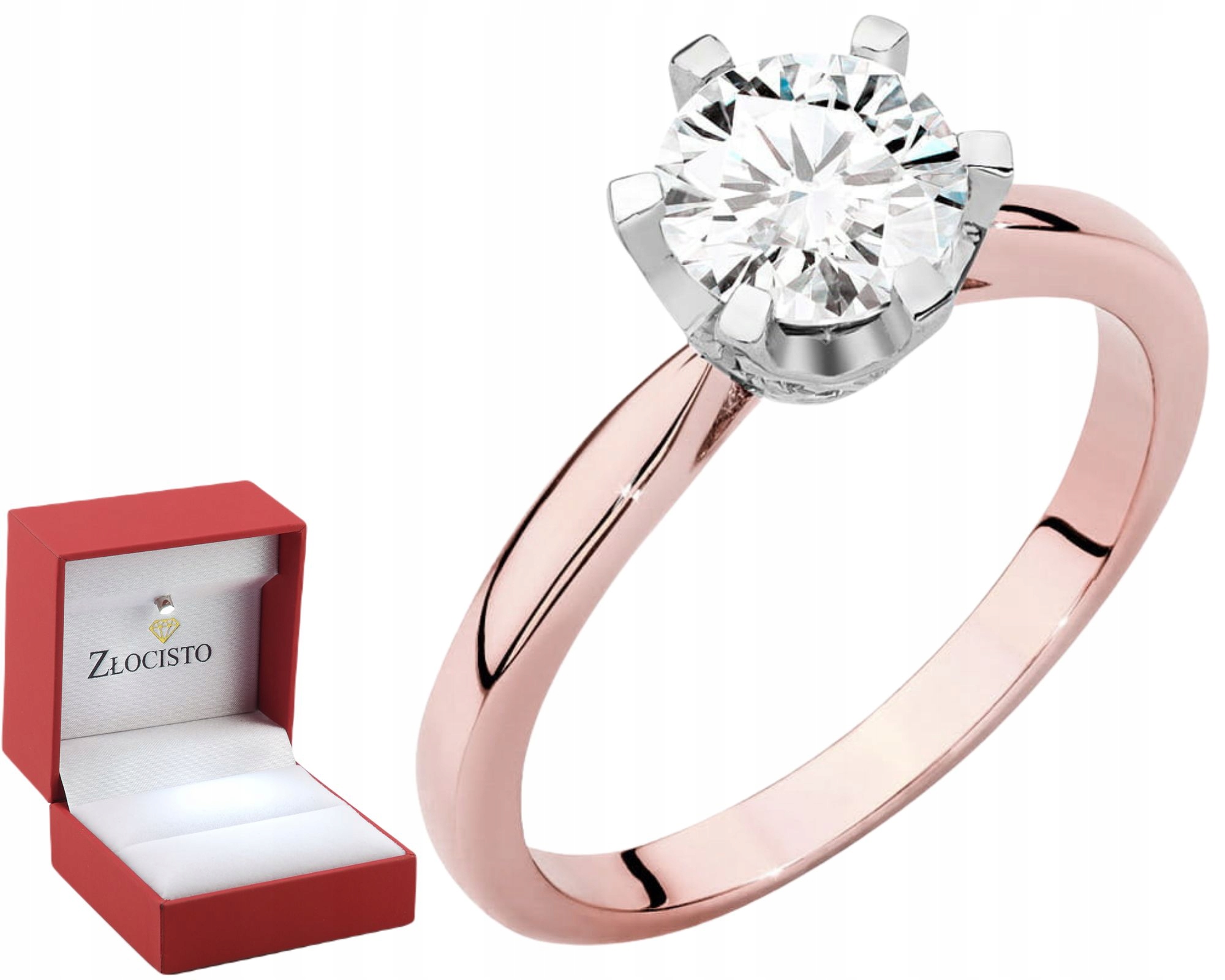 Růžové Zlato Prstýnek Diamanty Lab Jako Dárek Drť 585 14K