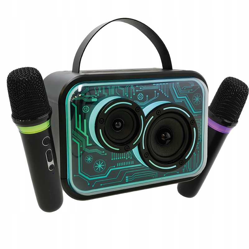 Bezdrátový reproduktor Bt karaoke – 2 x mikrofon, sada akumulátorů!