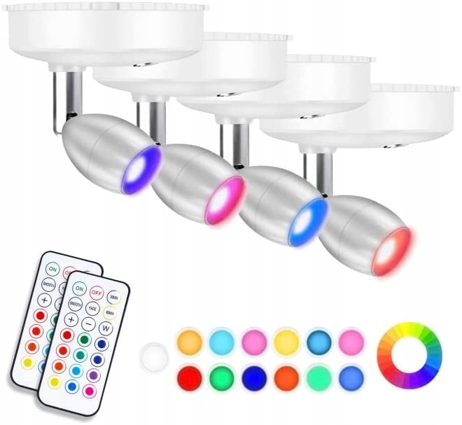 4xLAMPKA BATERIE BEZPRZEWODOWA LED Reflektor+PILOT