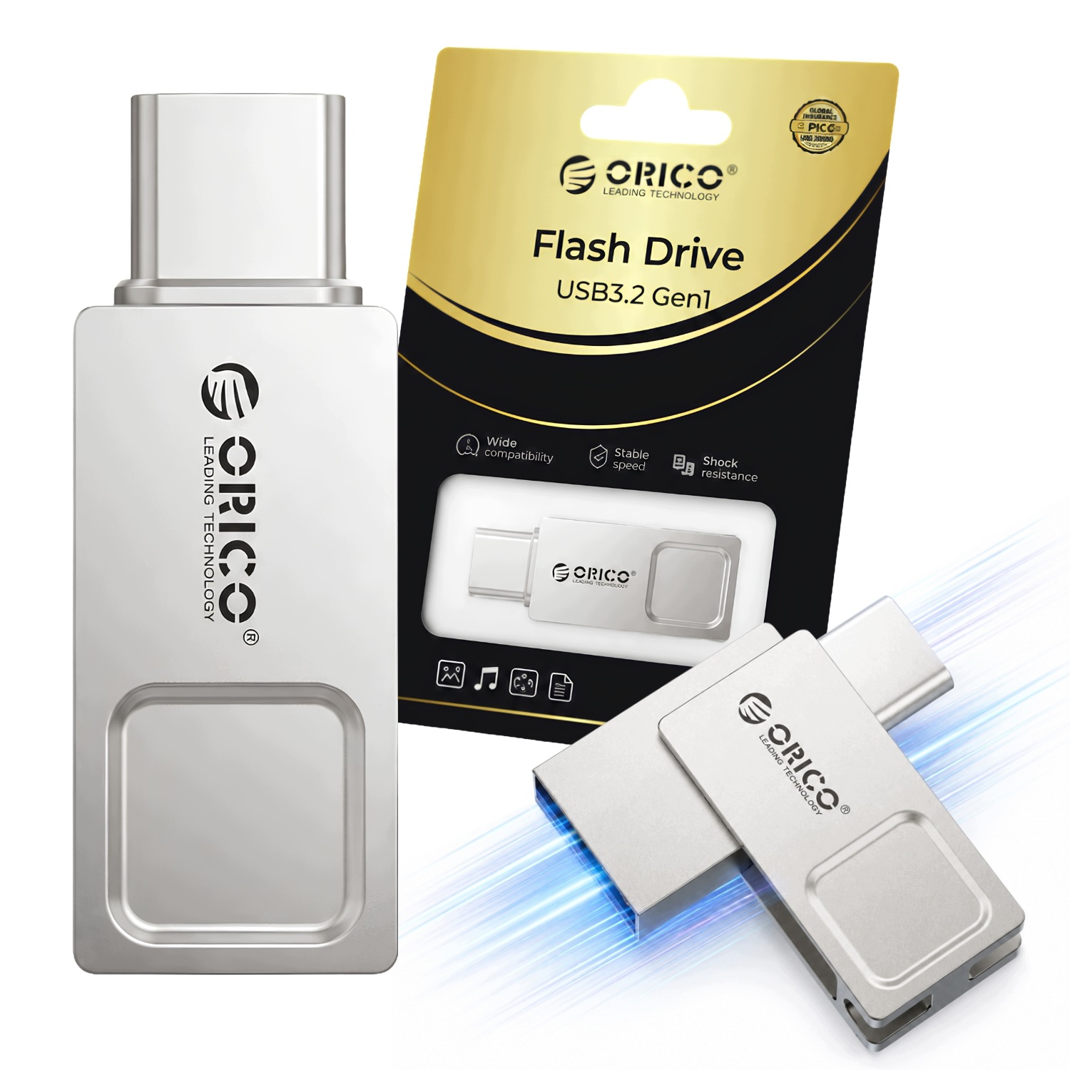 Pendrive Orico U301 64 Gb Usb- A Usb- C Usb 3. 2 Gen 1 srebrny Orico
