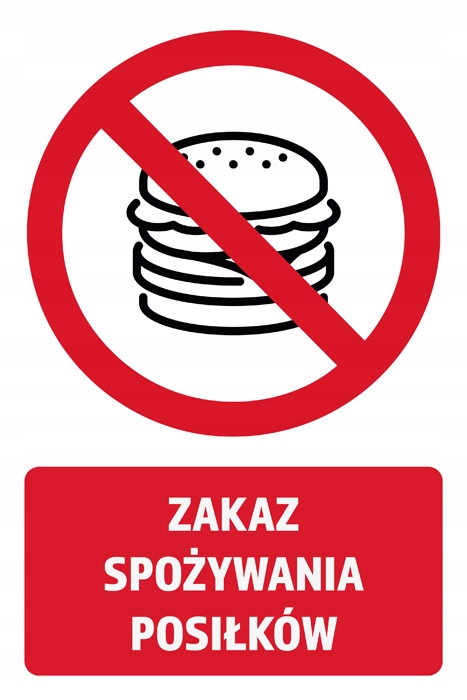 TABLICZKA ZAKAZ SPOŻYWANIA POSIŁKÓW PCV 19X29cm
