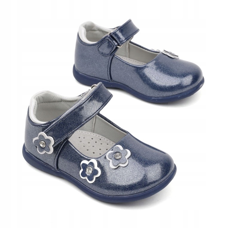 

Balerinki Dziewczynki Buty Dziecięce Granat Rzepy