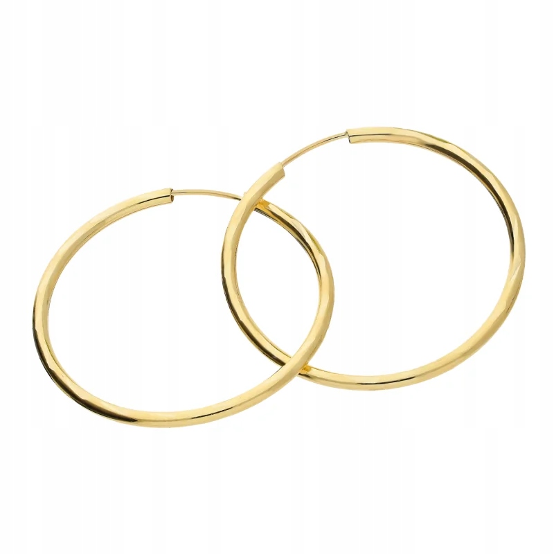 Dámské zlaté náušnice 585, stylové kruhy 30 mm, dárek 1,45 g