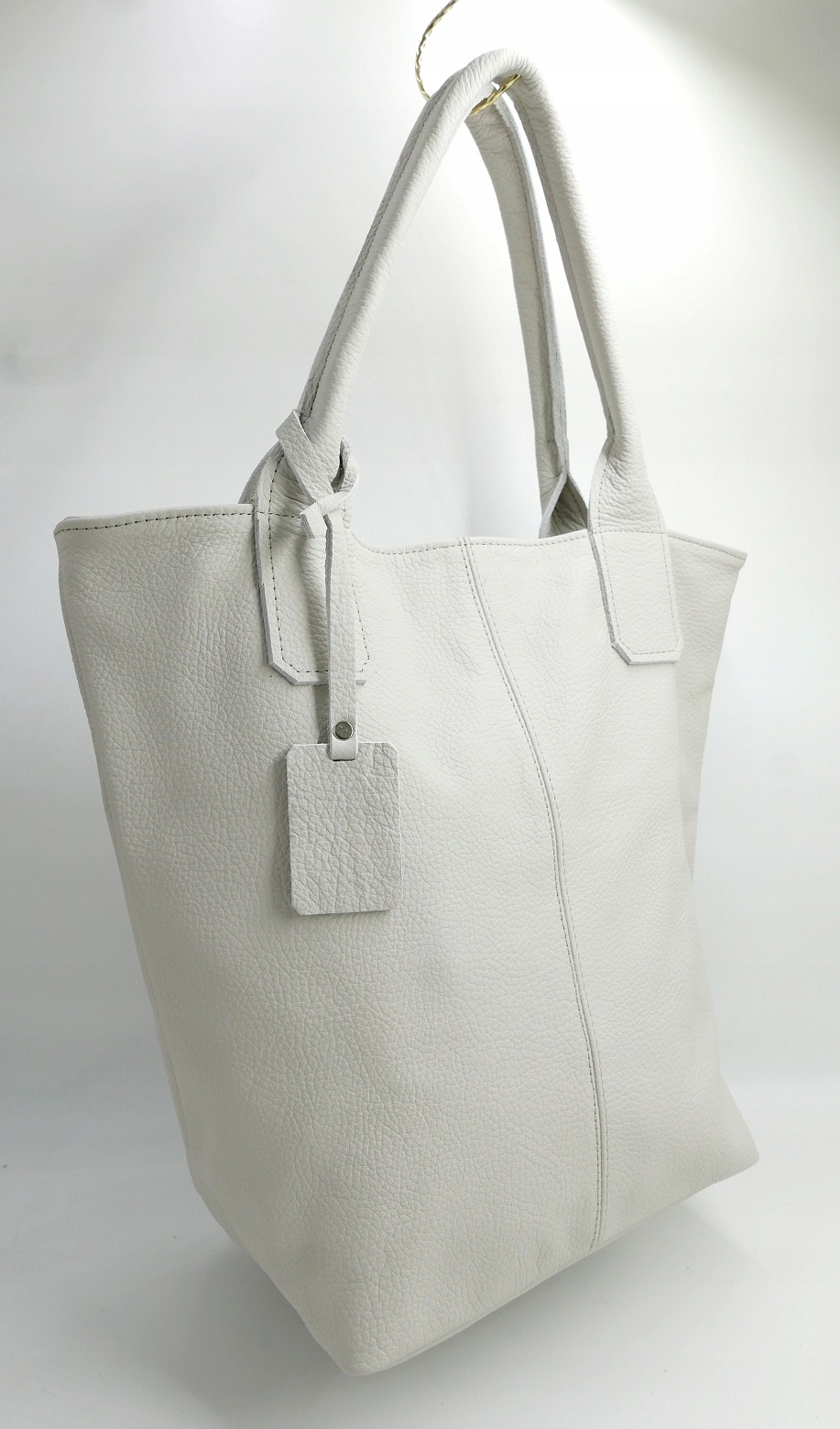 TOREBKA shopper 100% SKÓRA na zamek A4 CZERWONA Wielkość duża (mieszcząca A4)